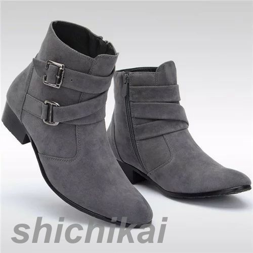 【送料無料】ショートブーツ メンズ シークレット 5cm身長UP スエード　サイドジップ ウエスタンブーツ 紳士靴 ワークブーツイギリス風 カジュアル