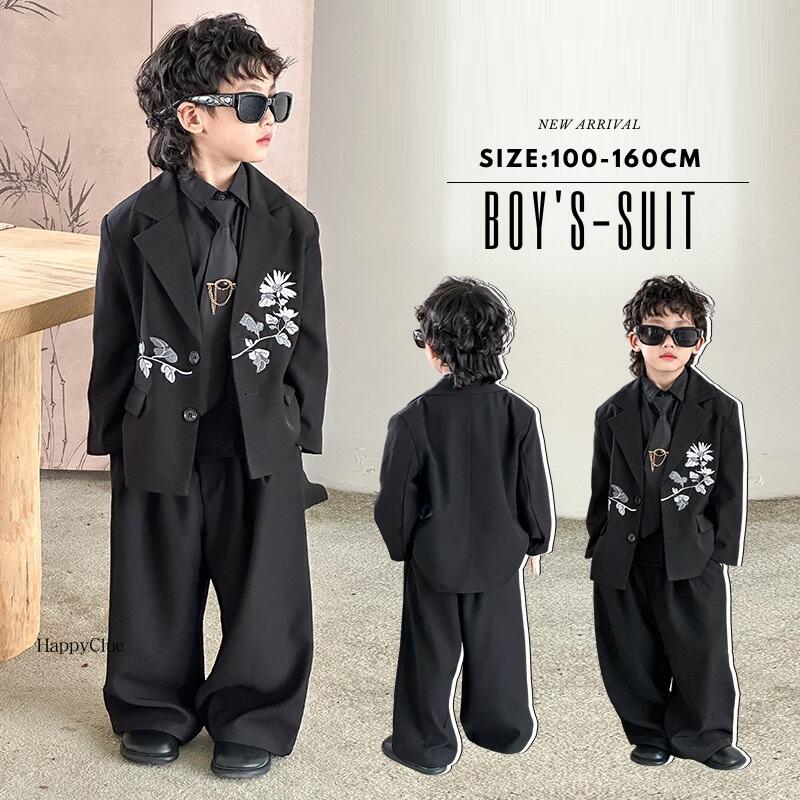 【送料無料】セットアップ 男の子 子供スーツ おしゃれスーツ 花柄 カジュアル フォーマルスーツ キッ..