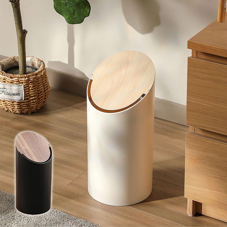 Rakuten - 【送料無料】ゴミ箱 おしゃれ ゴミ袋が見えない 丸型 ビニール袋隠す 9L ダストボックス リビング 寝室 洗面所 キッチン トイレ 北欧 シンプル インテリア かわいい フタ付き 中身が見えにくい 部屋