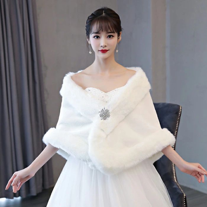 【送料無料】フェイクファー ショール 結婚式 ウェディングショール ファーケープ 肩掛け ファーショール 花嫁 ケープ ウエディング パーティースボレロ ブライダル用 お呼ばれ 成人式 ドレス 秋冬防寒 白/赤