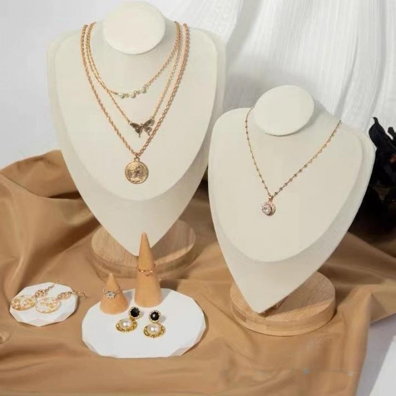 【送料無料】ジュエリーディスプレイスタンド ネックレス 首マネキン トルソー 高級感 無垢材 木製 ハ..