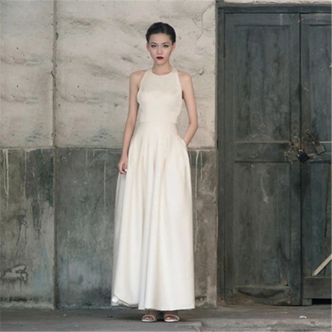 【送料無料】ホワイト ウェディングドレス Aライン ズボン パンツドレス ロングドレス ウェディングドレス レース 素地 ファスナータイプ s～xl Wedding Dress お花嫁 結婚式 旅行撮影演出 レディースウェディングドレス 透け感あり 高品質