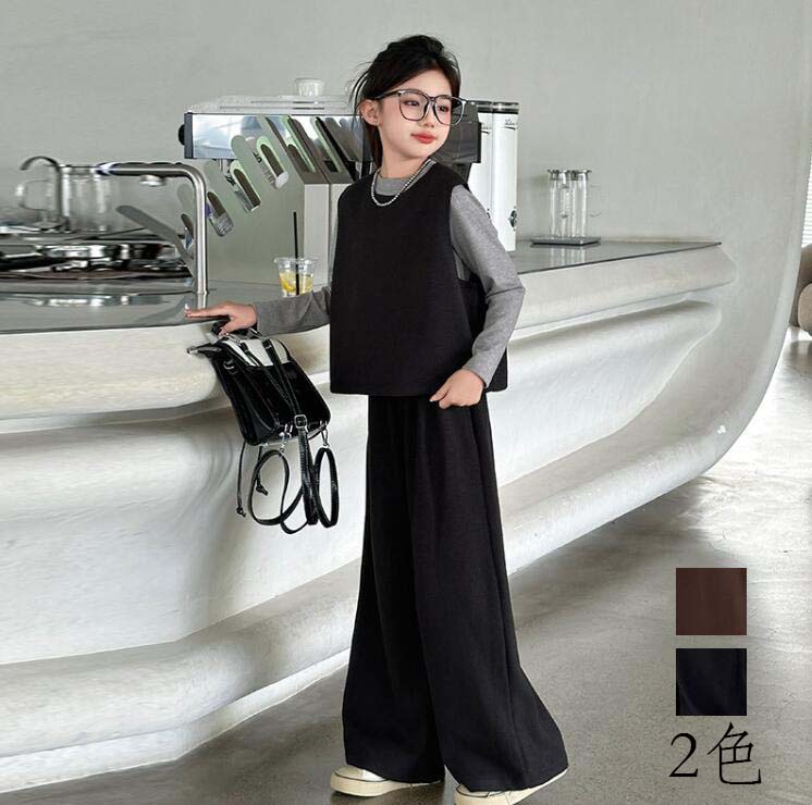 Rakuten - 韓国風 キッズファッション ベスト袖なし 洋服 冬物 子供服 送料無料 上着 キッズ ベビー 長袖 トップス キッズ服 ジュニア 女の子 フォーマル イベント 秋冬 3点セット アウター 女児 子供用 子ども服 暖かい 防寒 シンプル 保温 防風 誕生日 プレゼント kids 120~170cm