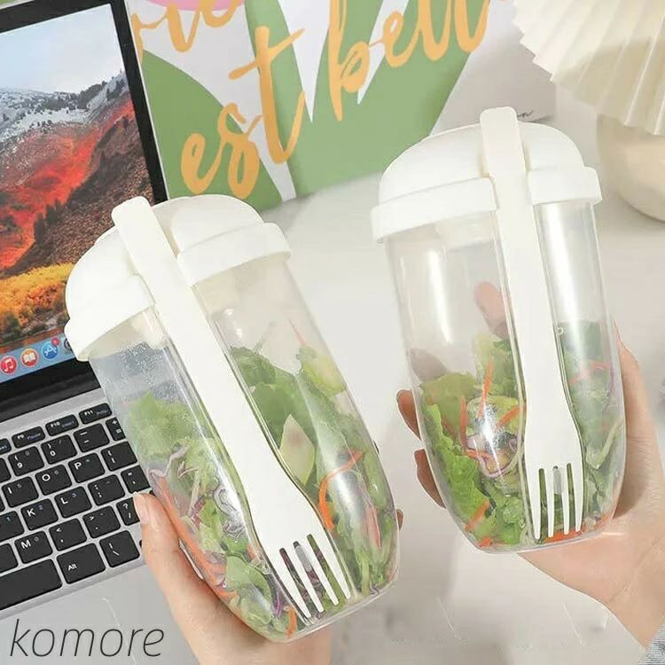 Rakuten - 【送料無料】弁当箱 ドレッシングケース付き クリア ランチボックス サラダカップ サラダ容器 一段 お弁当 弁当 サラダ 保存容器 保存 容器 ボトル