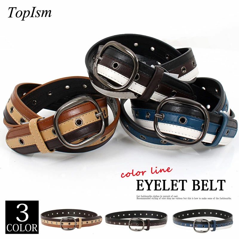 ◆ColorVariation （カラーバリエーション）： ◆Detail （詳細画像）： ◆Size （サイズ）： ◆ 商品寸法(実 寸[約］/単位[cm]) 目安サイズ 幅 約 3.8cm 全長 約 114.5cm サイズカット調整 可 素材 合成皮革 ※製造工程の過程による、小さなほつれ、微小な縫製のずれなどの 返品対応は致しかねます。ご了承ください。 カラー 1-ベージュ 2-ダークブラウン 3-ブルー 特徴 メンズベルト “計算されたカラー配色がボトムスコーデに映える” 派手過ぎないキレイな配色で目を引くカジュアル万能で使えるアイレットベルトの登場です。 帯全体のアイレット(ハトメ)デザインはどの角度から見ても存在感を発揮してくれます！ オーバル型のバックルも程良く光沢がありセンス溢れる仕上がり。 帯は短くカットする事も可能でサイズの心配もなく、男女兼用でお使いいただけます。 ※商品寸法/カラー/リメイク等、若干の個体差がある旨ご了承下さい 。◆ColorVariation （カラーバリエーション）： ◆Detail （詳細画像）： ◆Size （サイズ）： ◆ 商品寸法(実 寸[約］/単位[cm]) 目安サイズ 幅 約 3.8cm 全長 約 114.5cm サイズカット調整 可 素材 合成皮革 ※製造工程の過程による、小さなほつれ、微小な縫製のずれなどの 返品対応は致しかねます。ご了承ください。 カラー 1-ベージュ 2-ダークブラウン 3-ブルー 特徴 メンズベルト “計算されたカラー配色がボトムスコーデに映える” 派手過ぎないキレイな配色で目を引くカジュアル万能で使えるアイレットベルトの登場です。 帯全体のアイレット(ハトメ)デザインはどの角度から見ても存在感を発揮してくれます！ オーバル型のバックルも程良く光沢がありセンス溢れる仕上がり。 帯は短くカットする事も可能でサイズの心配もなく、男女兼用でお使いいただけます。 ※商品寸法/カラー/リメイク等、若干の個体差がある旨ご了承下さい 。