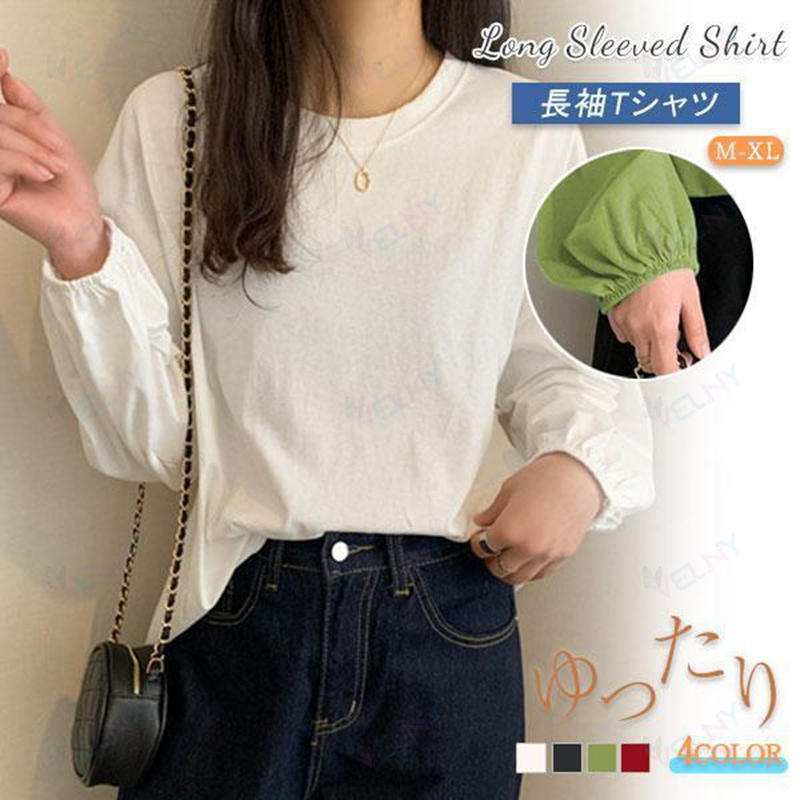 【送料無料】長袖 Tシャツ レディース プルオーバー ブラウス.ラウンドネック イン...