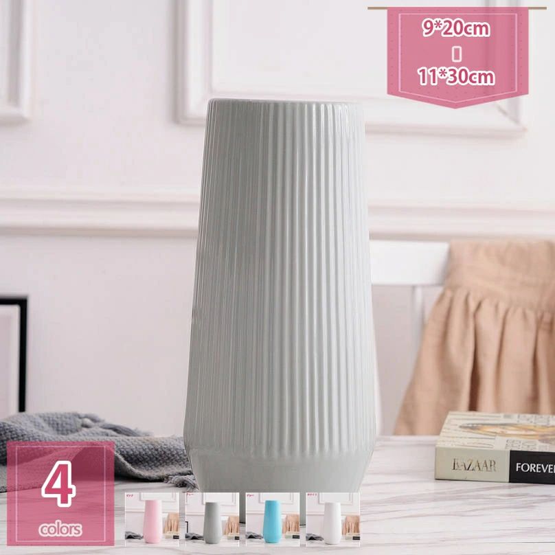 Crystal Products - 【送料無料】花瓶 セラミック花瓶 30cm 陶器 おしゃれ ストライプ インテリア モダン ドライフラワー アレンジ ホワイト 一輪挿し 大きい シンプル フラワーベース 陶器つぼ エレガント かびん 贈り物 リビング holosbird-goods1