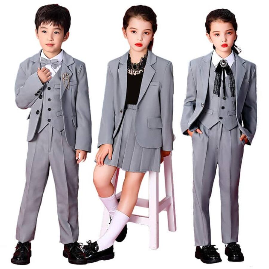 卒業式 子供服 スーツ パンツ スカート 韓国風 おしゃれグレー 卒園 制服 入学式 小学生 卒業式 パンツスーツ スカートスーツ ベスト長袖シャツ 韓国風 卒園式 子ども服 キッズ 男の子 女の子 フォーマルスーツ ジュニア セットアップ七五三 発表会 結婚