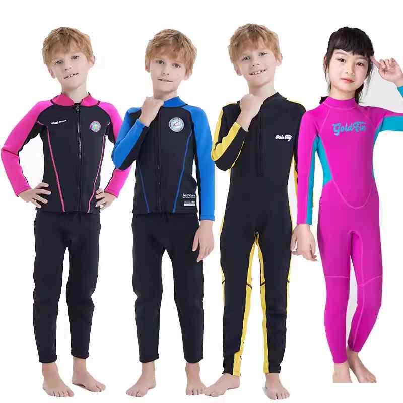 【送料無料】サーフィン ウェットスーツ キッズ 子供 男の子 女の子 暖かい セパレート 長袖 ズボン ダイビングスーツ 水泳 シュノーケリング ピンク ブルー