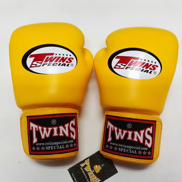 TWINS SPECIAL ボクシンググローブ 14oz 黄色/ボクシング/ムエタイ/グローブ/キック/フィットネス/本革製