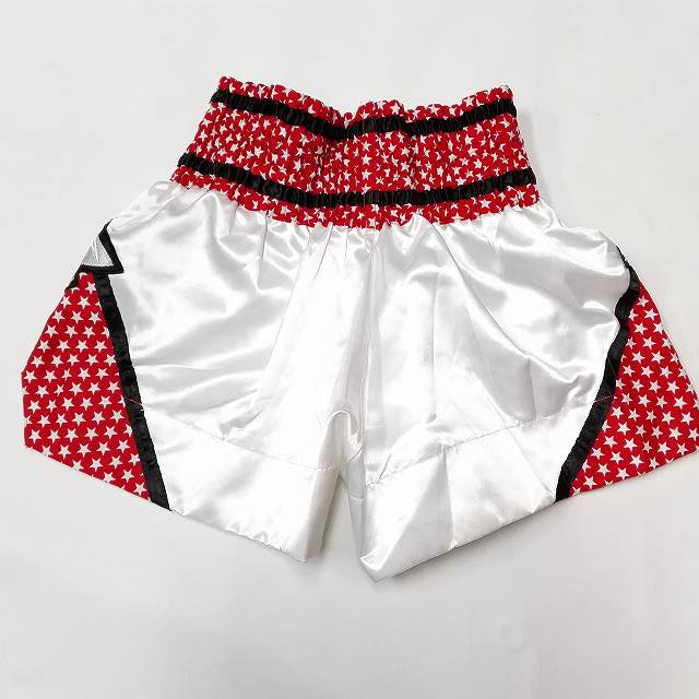 16 サテン ムエタイ ボクシング パンツ 白赤鷲 /キックボクシング/トランクス/大人用