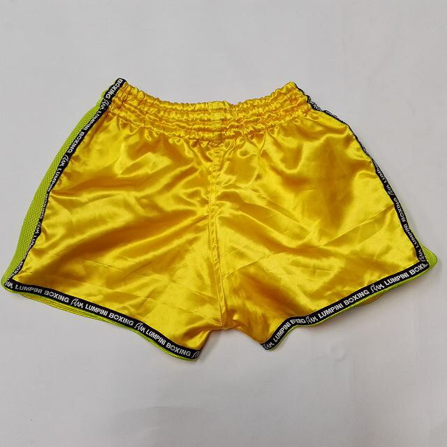 80 サテン ムエタイ ボクシング パンツ 黄ショート /キックボクシング/トランクス/大人用