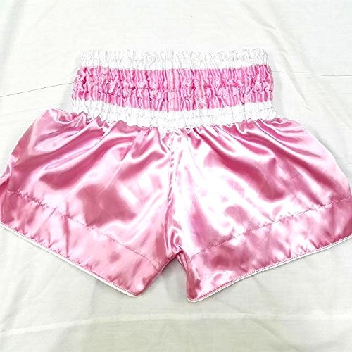 ルンピ二ーストアの97 サテン ムエタイ ボクシング パンツ 桃花白 /キックボクシング/トランクス/大人用｜アングル2