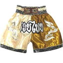子供用 ナイロン パンツ ベージュ金タイ柄 キックパンツ ボクシングパンツ /ムエタイ/キックボクシ ...