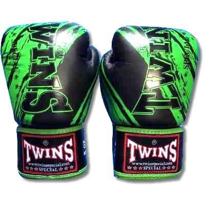 TWINS SPECIAL ボクシンググローブ 14oz TWINS黒緑 /ボクシング/ムエタイ/グローブ/キック/フィットネス/本革製/ツインズ/大人用/14オンス
