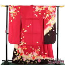 【中古】 振袖 送料無料 リサイクル レディース フォーマル 正絹 裄丈68cm 赤 薔薇 桜 中古着物 リサイクル着物 即日発送 大きいサイズ