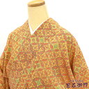 【50%OFF】【GWセール開催中!】【中古】 紬 紬着物 染め紬 リサイクル レディース 正絹 イエロー 七宝繋ぎ 身丈160cm 裄丈65.5cm 仕立て上...