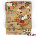 【中古】 袋帯 ふくろ帯 リサイクル レディース 正絹 薄茶金 唐織 華やか 長さ423cm 幅31cm 仕立て上がり帯 フォーマルリサイクル帯 送料無料 あす...
