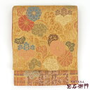 【中古】 袋帯 ふくろ帯 リサイクル レディース 正絹 オレンジ金 花唐草 長さ451cm 幅31cm 仕立て上がり帯 リサイクル帯 即日発送