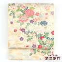 【中古】 袋帯 ふくろ帯 礼装用 フォーマル用 リサイクル レディース 正絹 白 花 鮮やか 牡丹 梅 椿 長さ426cm 幅30.5cm 仕立て上がり帯 リサ...