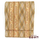 【中古】 袋帯 ふくろ帯 お洒落用 おしゃれ袋帯 リサイクル レディース 正絹 黄土色 織柄 長さ408cm 幅31cm 仕立て上がり帯 リサイクル帯 送料無料...