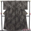 【中古】 本場大島紬 証紙付き 紬着物 レディース 正絹 黒褐色 花柄 優美 身丈160.5cm 裄丈64cm 仕立て上がり着物 リサイクル着物 リサイクル 送...