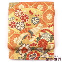 【中古】 袋帯 振袖用 ふくろ帯 リサイクル レディース 正絹 金朱 佐賀錦 鳳凰 長さ438cm 幅31cm 仕立て上がり帯 リサイクル帯 即日発送