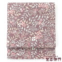 【中古】 名古屋帯 なごや帯 リサイクル レディース 正絹 灰紫 花柄 開き仕立て 長さ367cm 幅30.5cm 仕立て上がり帯 リサイクル帯 即日発送(4)