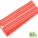 【中古】 四寸帯 半幅帯 リサイクル レディース 正絹 本筑 オレンジ 献上柄 訳アリ品 返品・キャンセル・問い合わせ不可 リサイクル帯 即日発送