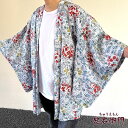 【中古】 羽織 羽織カーディガン 和モダン 和柄ジャケットレディース 正絹 灰色 縫締め絞り 身丈77cm 裄丈62cm 小さいサイズ リサイクル着物 リユース...