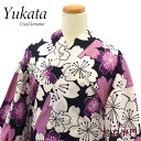 【中古】 浴衣 ゆかた レディース 女浴衣 綿 墨黒 白 紫 桜 身丈162cm 裄丈67cm 花火 夏祭り 納涼祭 秋ゆかた M~Lサイズ相当 リサイクル着物 リユース着物 中古着物 即日発送