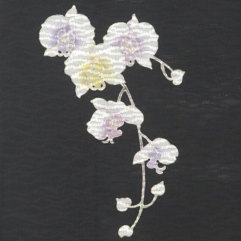 【中古】 紗 男羽織 透け感 メンズ正絹 黒 蘭 花柄 ポイント 身丈105cm 裄丈69cm カジュアル 夏向き S〜Mサイズ相当 リサイクル着物 リユース着物 中古着物 送料無料 即日発送