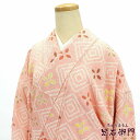 【50%OFF】【GWセール開催中!】【中古】 小紋 絞り レディース 正絹 桃 白 菱 花 身丈158cm 裄丈64cm 仕立て上がり着物 カジュアル【中古】...