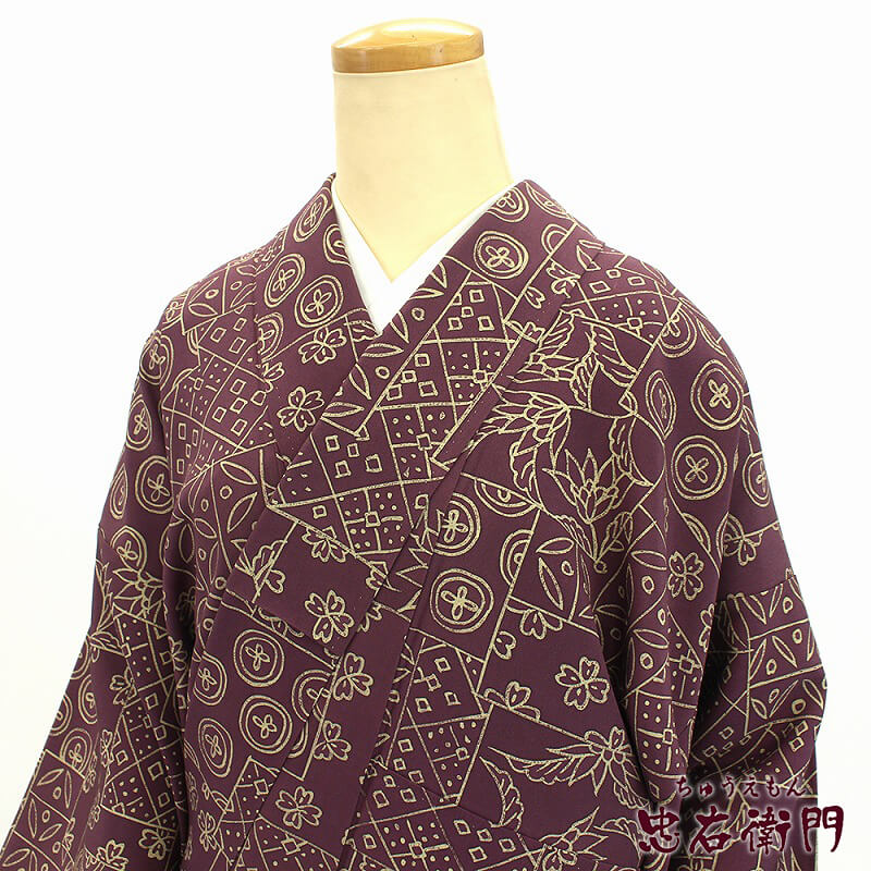 リサイクル着物 リサイクル 小紋 ローケツ染 レディース 正絹 紫 ベージュ 身丈156.5cm 裄丈63cm 仕立て上がり着物 カジュアル【中古】 あす楽対応