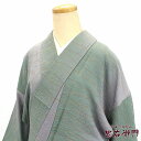 【50%OFF】【GWセール開催中!】【中古】 小紋 レディース 正絹 灰 緑 抽象柄 大人 身丈157.5cm 裄丈65.5cm 仕立て上がり着物 カジュアル...
