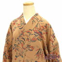 【50%OFF】【GWセール開催中!】【中古】 小紋 縮緬 型染め レディース 正絹 ベージュ 茶屋辻風 身丈153.5cm 裄丈63cm 仕立て上がり着物 カ...