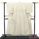 【50%OFF】【GWセール開催中!】【中古】 本場牛首紬 白山工房 リサイクル カジュアル 着物 正絹 レディース 袷 証紙 ベージュ 縦縞 裄丈63cm 送...