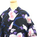 【新古品】 浴衣 ゆかた レディース 綿 コットン 黒 流水 朝顔 身丈163cm 裄丈67cm 仕立て上がり着物 リサイクル着物 リユース着物 即日発送