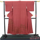 【中古】 色留袖 リサイクル 訪問着仕立て 正絹 刺繍使い レディース レッド 身丈155cm 裄丈67cm 仕立て上がり着物 送料無料 即日発送