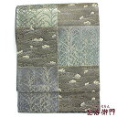 【中古】 袋帯 ふくろ帯 リサイクル レディース 正絹 黒銀 市松 波文 長さ426cm 幅31cm 仕立て上がり帯 リサイクル帯 送料無料 あす楽対応