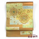 【中古】 袋帯 リサイクル レディース 正絹 金茶 華文 螺鈿 長さ424cm 幅31cm 仕立て上がり帯 フォーマルリサイクル帯 送料無料 あす楽対応
