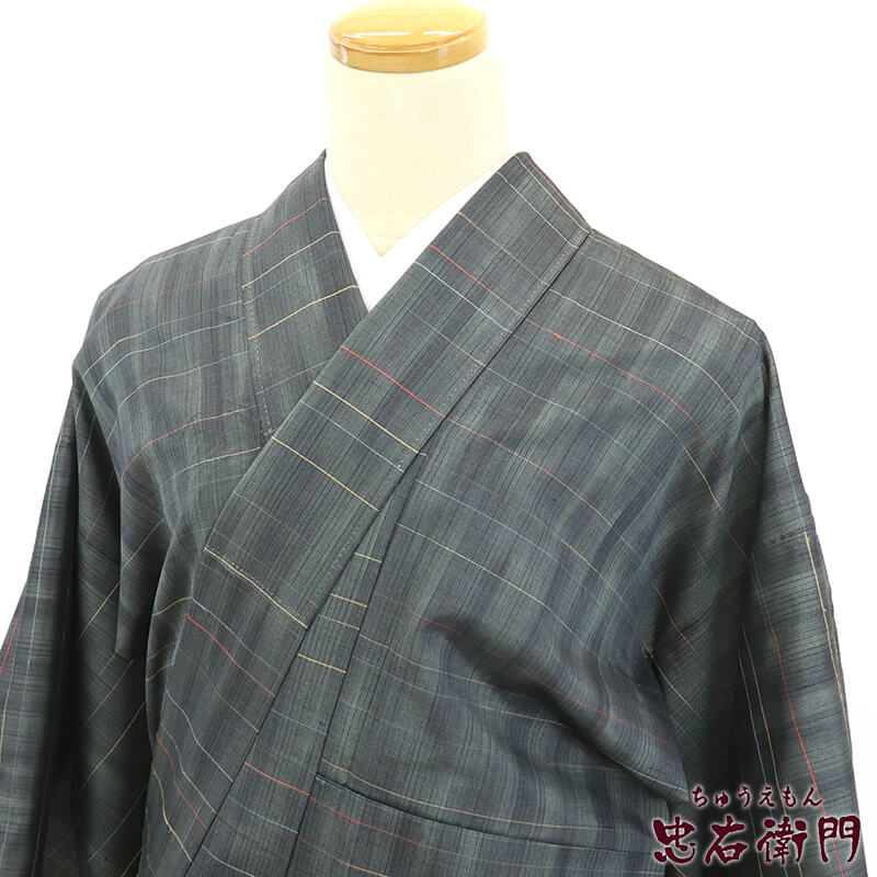 リサイクル着物 リサイクル 紬 つむぎ 紬着物 レディース 正絹 灰 縞 Mサイズ 身丈158cm 裄丈64.5cm 仕立て上がり着物 カジュアル 【中古】 即日発送
