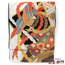 【中古】 袋帯 ふくろ帯 礼装用 リサイクル レディース 正絹 銀 鳳凰 レトロ柄 長さ441cm 幅31cm 仕立て上がり帯 リサイクル帯 即日発送