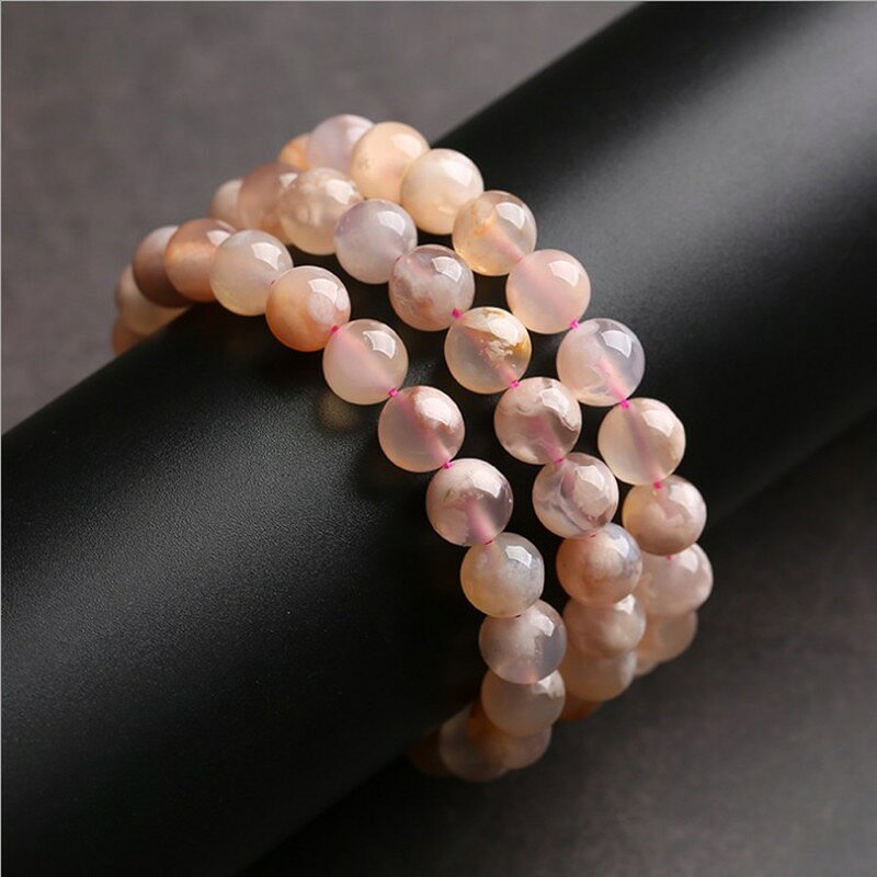 満月のあかりの【洗練品】さくら瑪瑙 桜アゲート チェリーブロッサム パワーストーンブレスレット 洗練品 8-9mm 10-11mm 12-13mm 1巻 内径16.5cm 桜瑪瑙 ブラジル産 天然石 ブレスレット 癒し｜アングル3