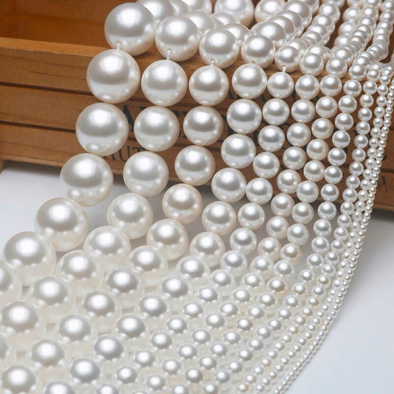 【1粒】【天然貝粉使用】貝パール 光沢あり 重みあり 貝パール 2mm 3mm 4mm 5mm 6mm 8mm 10mm 12mm 粒売り 連材 パール ハンドメイド アクセサリーパーツ