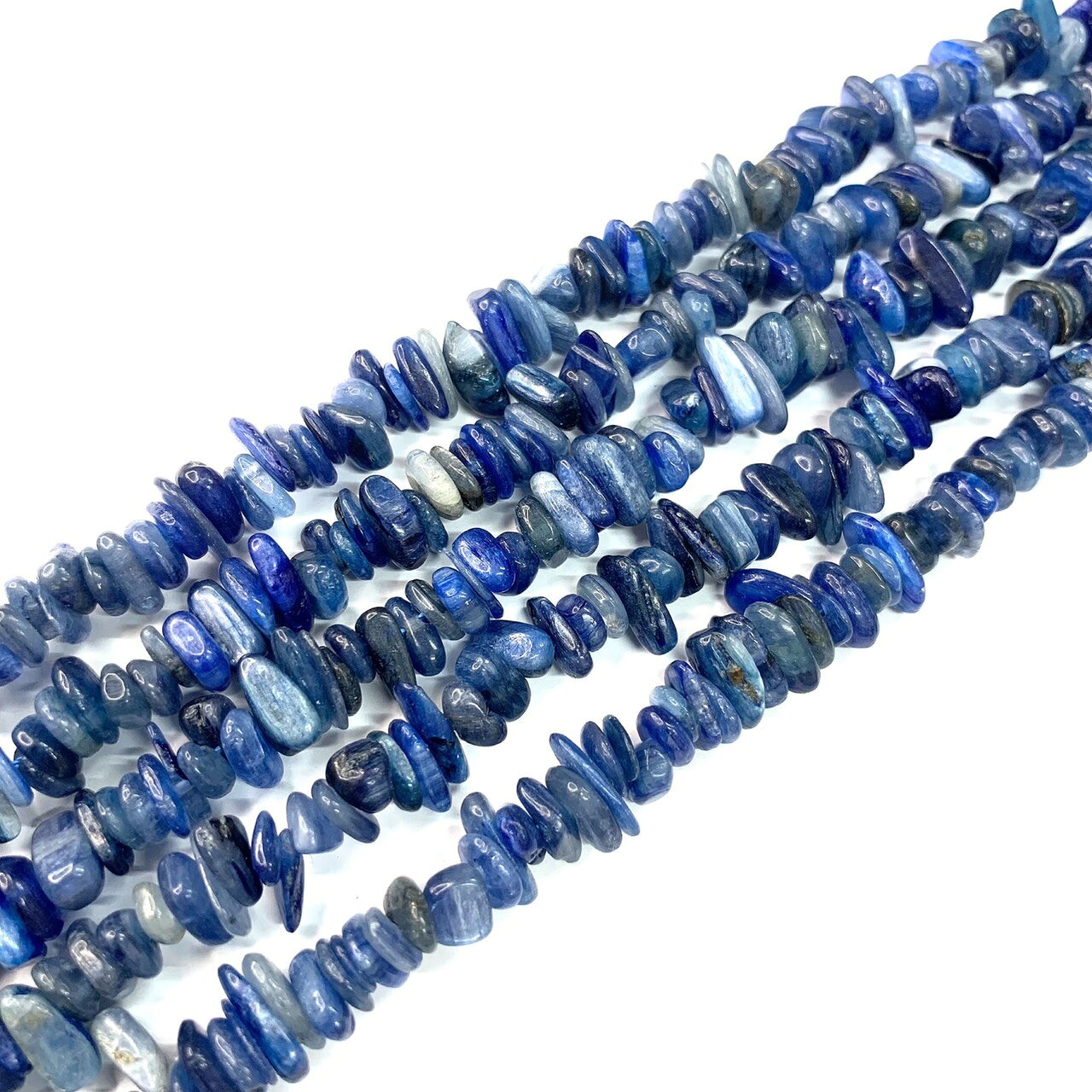 【穴あき】高質カイヤナイト さざれ石 10g 1連約38cm 天然石 ハンドメイド素材 パ...