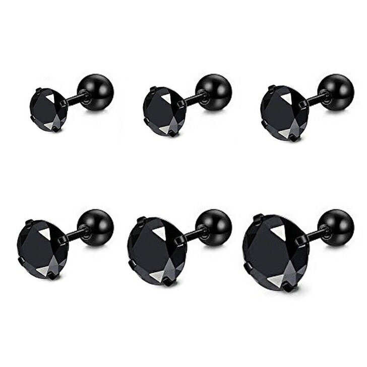 オールブラック サージカルステンレス 金属アレルギー対応 ピアス ボディピアス ブラック 黒 ストレートバーベル 両耳 3mm 4mm 5mm 6mm 7mm 8mm 16G