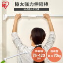 ■商品サイズ（cm）幅約75〜120×奥行約6.5×高さ約9.5■商品重量約770g■参考耐荷重（取付幅ごと）約75cmの場合：約70kg約100cmの場合：約50kg約120cmの場合：約40kg※耐荷重は測定値であり、保証値ではありません。■主要材質パイプ：鋼（塩化ビニル樹脂）樹脂部：ABS樹脂、EVA樹脂ねじ類：鋼（めっき）どこにでも収納スペースを作れる！デッドスペースを有効活用できる、極太強力伸縮棒。取り付けカンタン、ひとりでもラクラク。【L字型×バネでしっかり支える】圧着板にバネを内蔵したL字型の圧着部で耐荷重UP！直径約3.2cmの太パイプはたわみが少なく、服や小物をしっかり支えてくれます。【ひとりでも取り付けカンタン】伸縮棒を支えてくれるアダプター付き。ひとりでも取り付けラクラク。1．アダプターを設置して伸縮させる。（伸縮しない側の圧着板アダプターに乗せる。）2．ネジを締めてパイプを固定。3．設置完了！（※壁紙に両面テープが残っている場合は、水で濡らすと簡単に剥がれます。）【使い方いろいろ】・ハンガーラックに：壁と壁の間に突っ張るだけ。洋服も小物まとめてコンパクト収納。・室内干しに：雨、花粉、防犯など。外に干したくない時の味方！・デッドスペースに：収納が欲しいけどスペースが足りない…という方に。[検索用：突っ張り棒 極太 強力 物干し 突っ張り 収納 洗濯物干し ハンガーラック ポールハンガー クローゼット 衣類収納 75〜120cm 取付簡単 工具不要 4967576699693]あす楽に関するご案内あす楽対象商品の場合ご注文かご近くにあす楽マークが表示されます。対象地域など詳細は注文かご近くの【配送方法と送料・あす楽利用条件を見る】をご確認ください。あす楽可能な支払方法は【クレジットカード、代金引換、全額ポイント支払い】のみとなります。15点以上ご購入いただいた場合、あす楽対象外の商品とご一緒にご注文いただいた場合あす楽対象外となります。