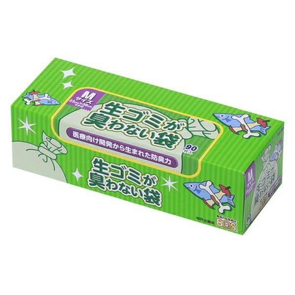 【3個セット】臭わない袋 ごみ袋 90枚入り Mサイズ bos 生ゴミ用箱型生ごみが臭わない袋 ゴミ袋 防臭袋 キッチン用品 処理袋 衛生 生ごみ 処分 ペット ビニール袋 使い捨て クリロン化成