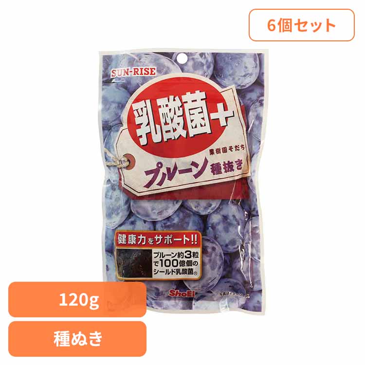 【6個】サンライズ 果樹園そだち 乳酸菌＋プルーン種ぬき120g 正栄食品 Shoei ドライフルーツ 国内製造 乳酸菌 プルーン 種ぬき ソフト おやつ 個包装